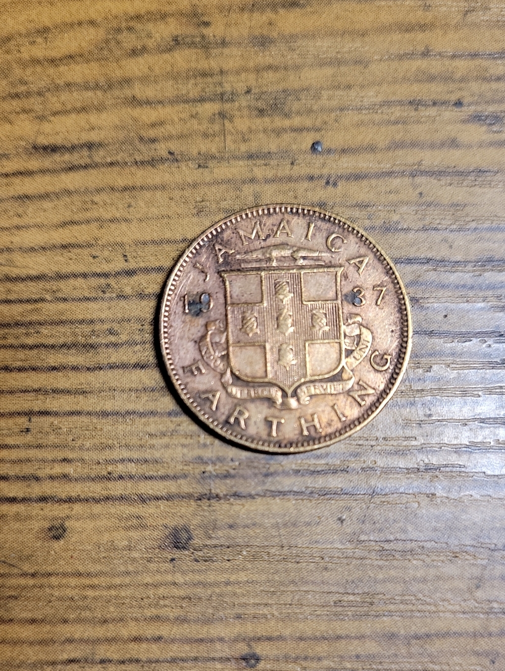 Vintage 1937 Jamaica Farthing Coin - Copper Tones